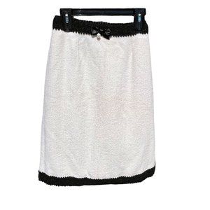 Edward Achour Paris Skirt Jolie Wool Blend Boucle Cream Black Trim Sz 38 / 8 NEW